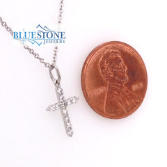 14K White Gold 14mm Diamond Cross Pendant