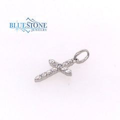 14K White Gold 14mm Diamond Cross Pendant