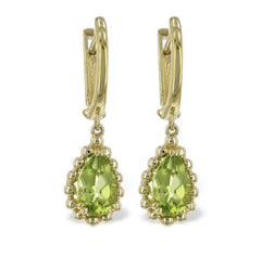 14 Karat Yellow Gold Earrings with Peridot Gemstones