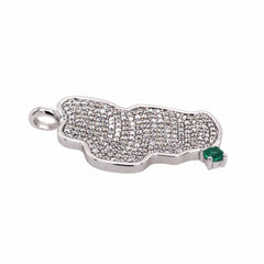 Extra Large 14KT White Gold Lake Tahoe Pendant with Diamonds and Emerald