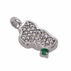 Small 14KT White Gold Lake Tahoe Pendant with Diamonds and Emerald