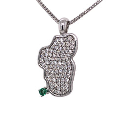 Medium 14KWG Lake Tahoe Pendant with Diamonds and Emerald