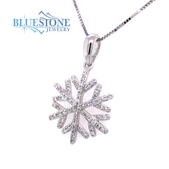 14 Karat White Gold Diamond Snowflake Pendant