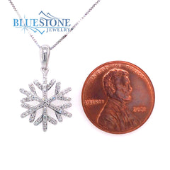14 Karat White Gold Diamond Snowflake Pendant