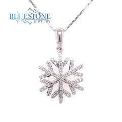 14 Karat White Gold Diamond Snowflake Pendant