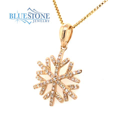 14 Karat Yellow Gold Snowflake Pendant with 61 Round Diamonds at 0.16