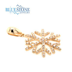 14 Karat Yellow Gold Snowflake Pendant with 61 Round Diamonds at 0.16
