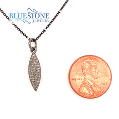 Silver Pendant with Diamonds with chain 16''