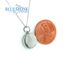 Sterling Silver Rhodium Plated Pendant with 11mm Round Black Diamond t