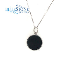 Sterling Silver Rhodium Plated Pendant with 11mm Round Black Diamond t