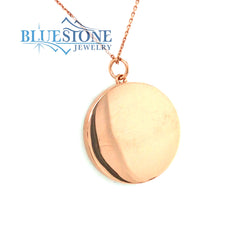 SAMPLE of our 14 Karat Rose Gold Pendant with a 21mm Round Black Diamo