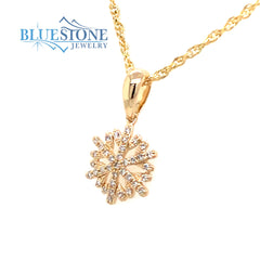 14 Karat Yellow Gold Diamond Snowflake Pendant- Petite