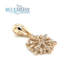 14 Karat Yellow Gold Diamond Snowflake Pendant- Petite