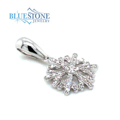 14kt White Gold Diamond Snowflake Pendant- Petite