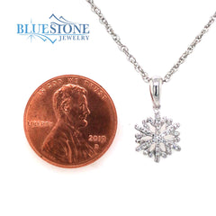 14kt White Gold Diamond Snowflake Pendant- Petite