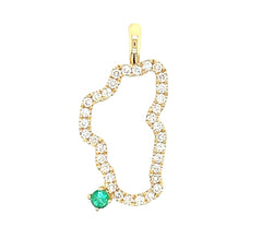 Large 14KYG Lake Tahoe Pendant w/ Diamonds & Emerald