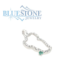 Large 14KWG Lake Tahoe Diamond Outline Pendant w/ Emerald