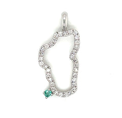 Large 14KWG Lake Tahoe Diamond Outline Pendant w/ Emerald
