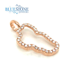 Large 14K Rose Gold Lake Tahoe Pendant  w/ 0.34cttw of Diamonds