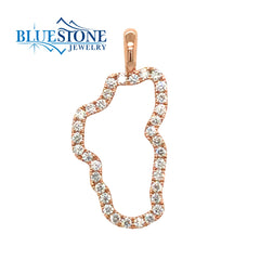 Large 14K Rose Gold Lake Tahoe Pendant  w/ 0.34cttw of Diamonds