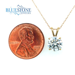 14 Karat Yellow Gold Four Prong Pendant with One 7.5mm x 4.6mm Round 1