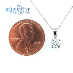 14 Karat White Gold Four Prong Pendant with One 5mm x 3.1mm Round 0.49