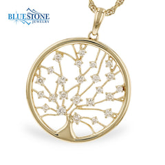 14kt Yellow Gold 'Tree of Life' Diamond Pendant