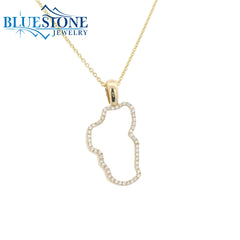 Medium 14 Karat Yellow Gold Diamond Lake Tahoe Outline Pendant