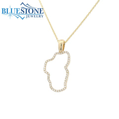 Medium 14 Karat Yellow Gold Diamond Lake Tahoe Outline Pendant