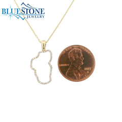 Medium 14 Karat Yellow Gold Diamond Lake Tahoe Outline Pendant