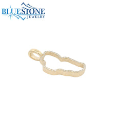 Medium 14 Karat Yellow Gold Diamond Lake Tahoe Outline Pendant