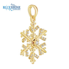 14kt Yelow Gold Diamond Snowflake Pendant