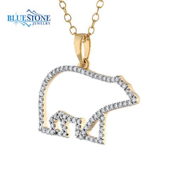 14kt Yellow Gold Diamond Bear Pendant