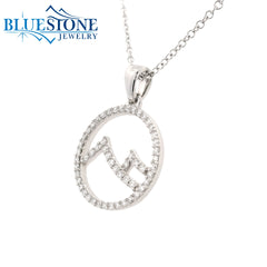 14kt White Gold Diamond Mountain Pendant