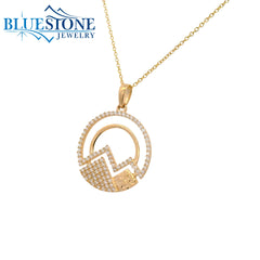 14 Karat Yellow Gold Cutout Diamond Peak Pendant