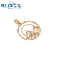 14 Karat Yellow Gold Cutout Diamond Peak Pendant