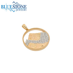 14 Karat Yellow Gold Carved Diamond Peak Pendant