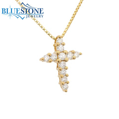 14KYG Diamond Cross Pendant - 0.26ctw