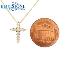 14KYG Diamond Cross Pendant - 0.26ctw