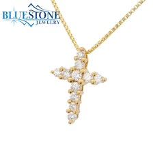 14KYG Diamond Cross Pendant - 0.26ctw