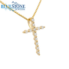 14KYG Diamond Cross Pendant - 0.13ctw