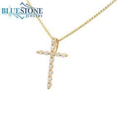 14KYG Diamond Cross Pendant - 0.13ctw
