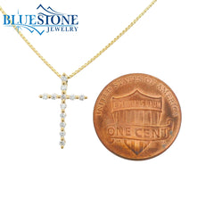 14KYG Diamond Cross Pendant - 0.13ctw