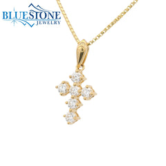 14KYG Diamond Cross Pendant - 0.23ctw