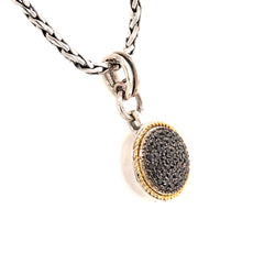 Silver & 14K Gold Black Diamond Pendant with Chain