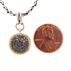 Silver & 14K Gold Black Diamond Pendant with Chain