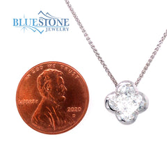 14kt White Gold Necklace with Clover Cut Diamond- 18 Inches