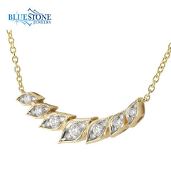 14K Gold 'Feather' Diamond Necklace - 18"