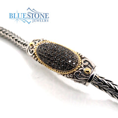 Silver & 18 Karat Yellow Gold Black Diamond Bracelet