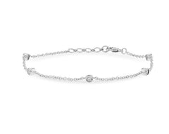 14 Karat White Gold Bracelet with 10 Diamonds - 7.25"
